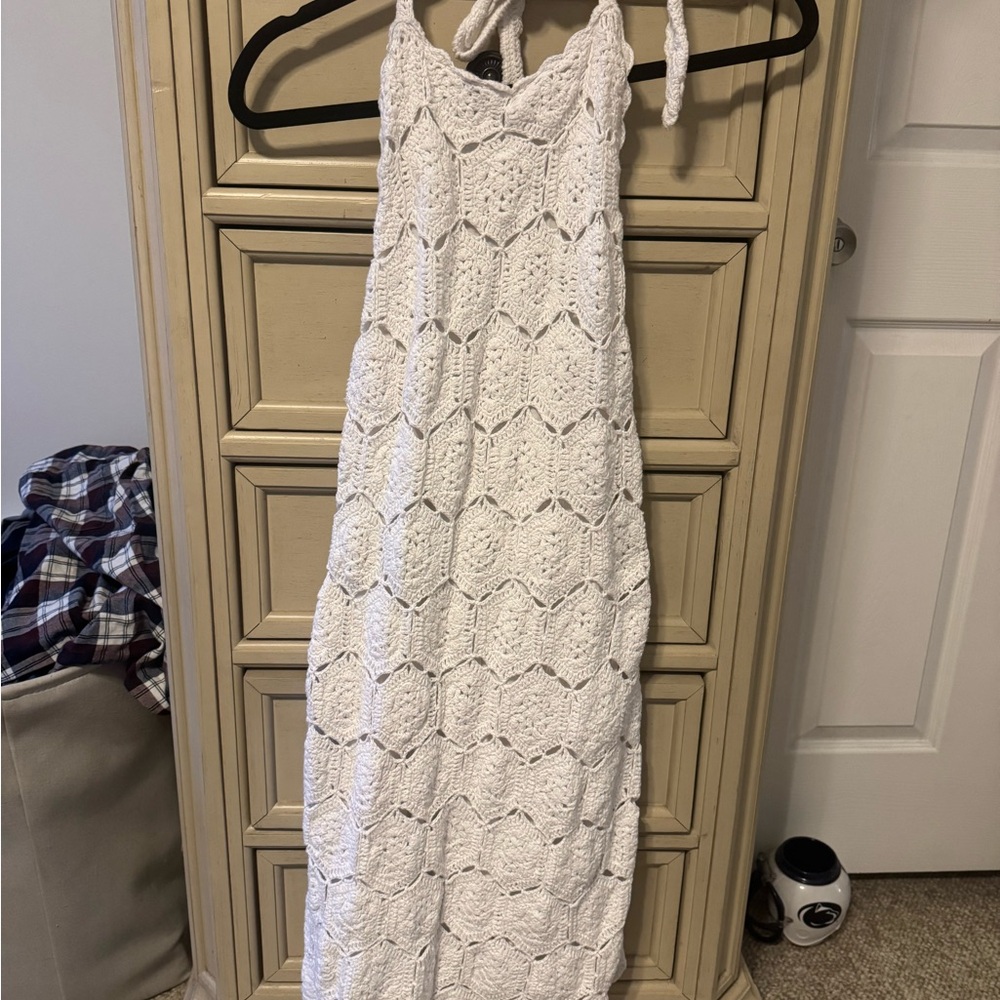 Show Me Your MuMu White Backless Crochet Dress